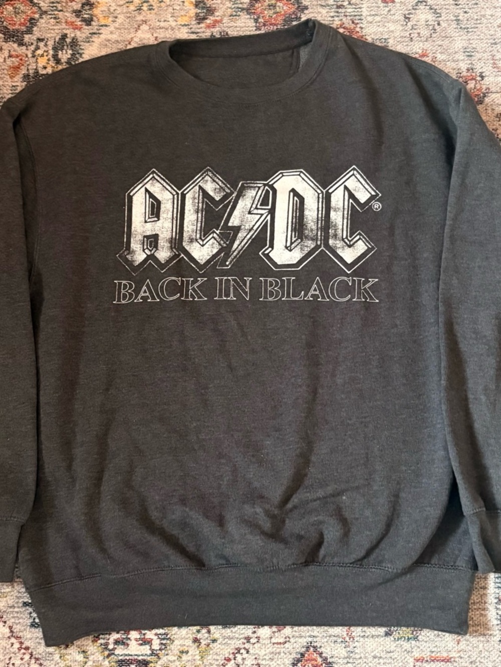 AC/DC Black Crewneck Sweatshirt with White Logo